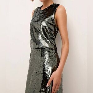 Marie Oliver Davis green sequin top XXS NWOT